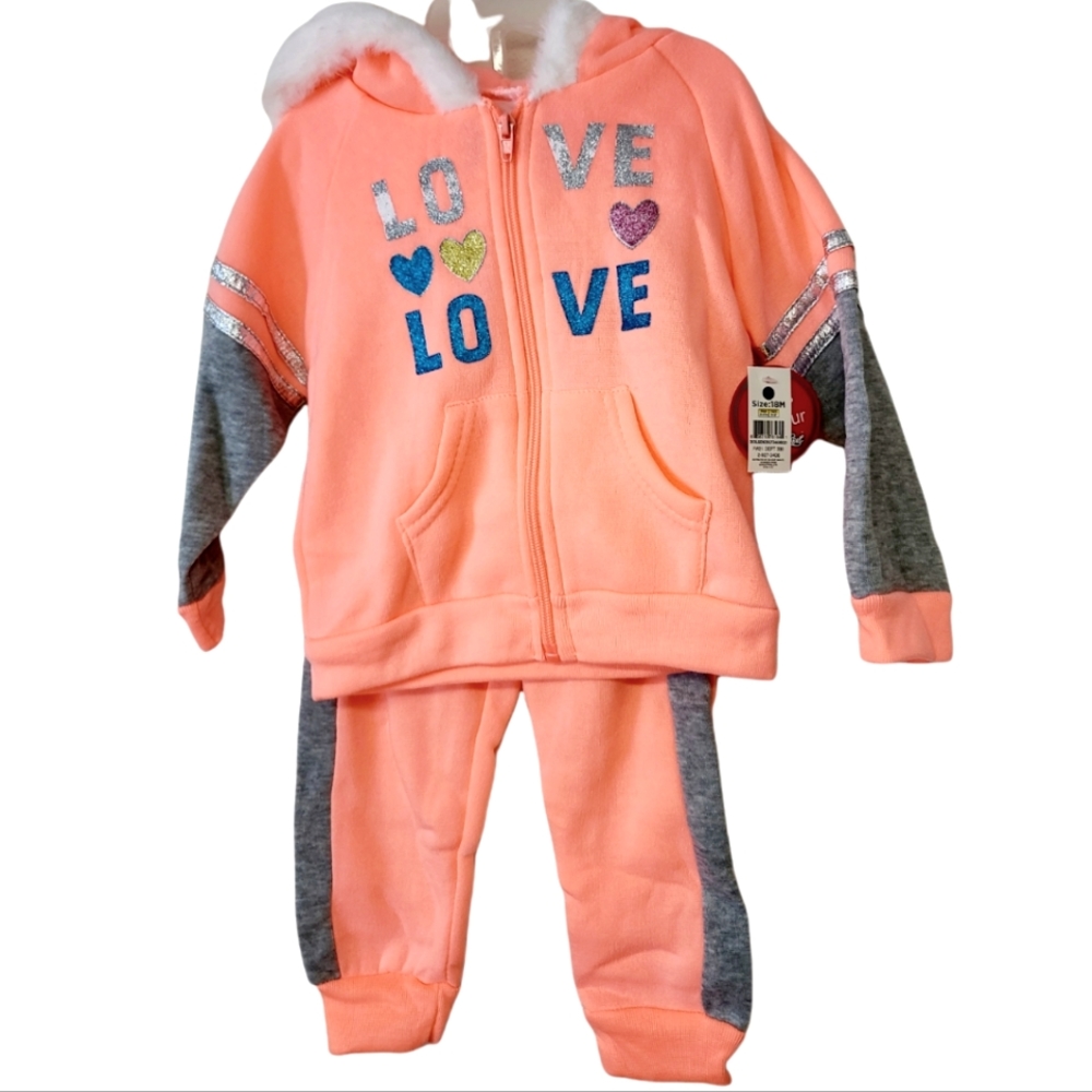 Baby "love" hi vis hooded jogging outfit - Picture 2 of 2